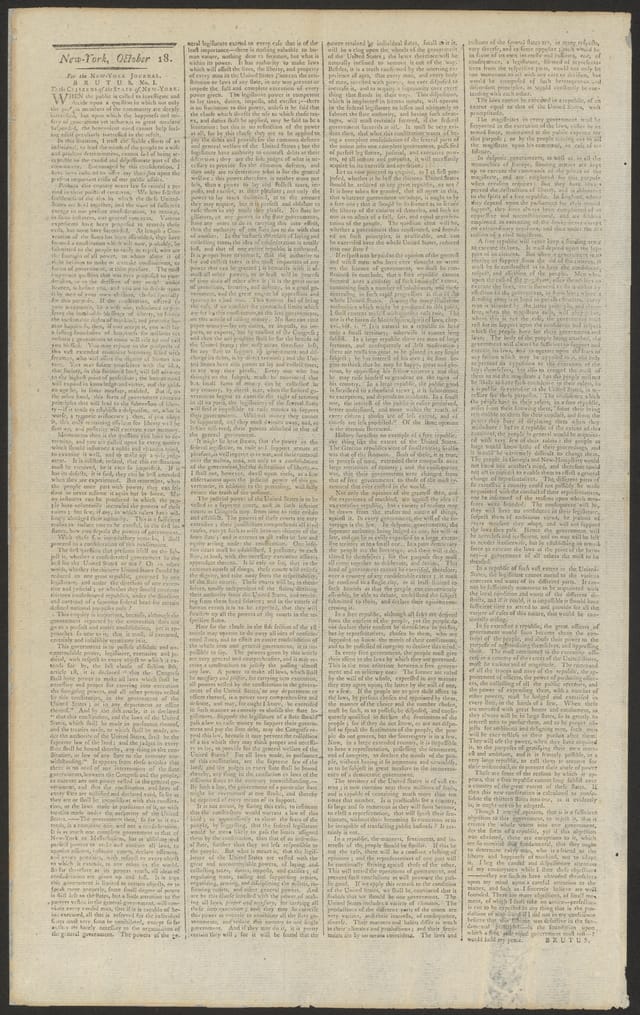 Page 2 of the New-York Journal issue carrying Brutus No. I