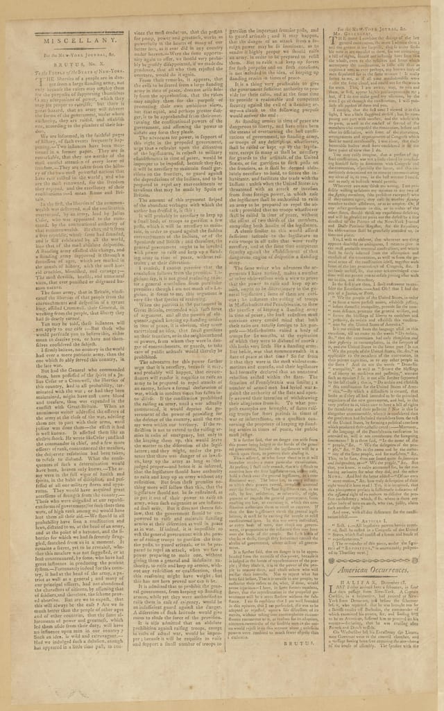 Page 2 of the New-York Journal issue carrying Brutus No. X