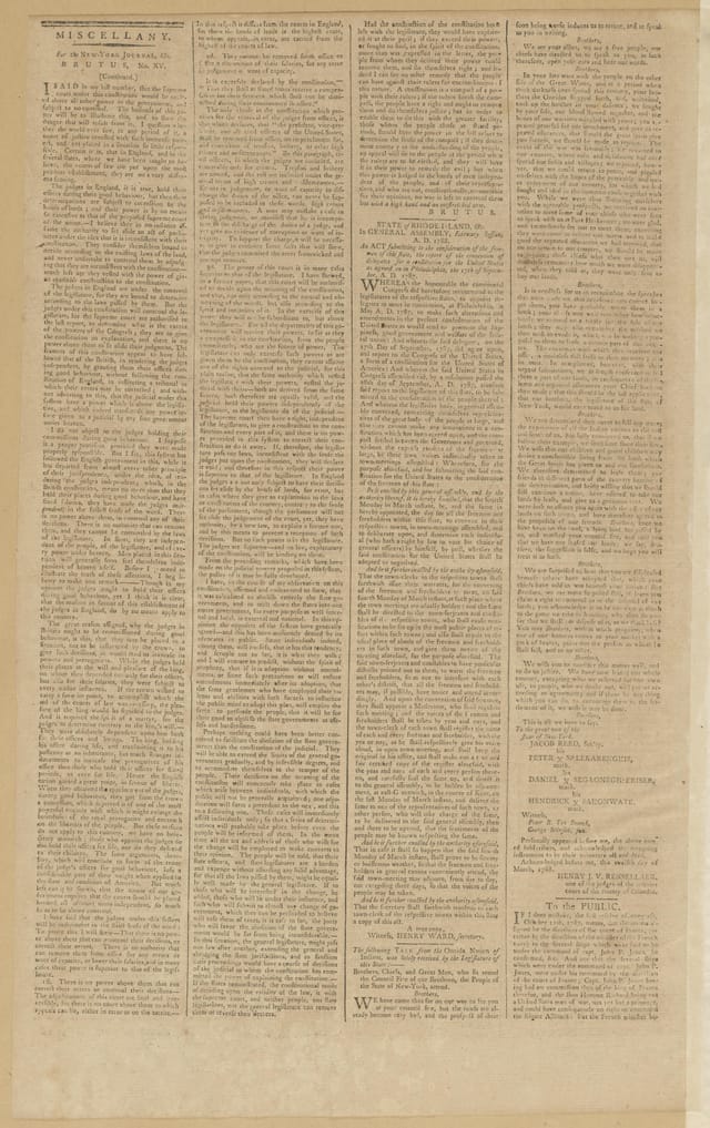 Page 2 of the New-York Journal issue carrying Brutus No. XV